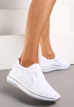 Białe Wsuwane Buty Sportowe na Niewysokim Koturnie Wianara
