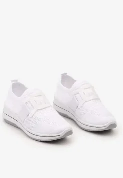 Białe Wsuwane Buty Sportowe na Niewysokim Koturnie Wianara