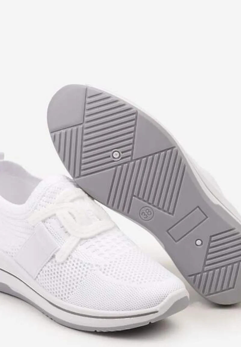 Białe Wsuwane Buty Sportowe na Niewysokim Koturnie Wianara