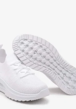 Białe Wsuwane Buty Sportowe w Skarpetkowym Stylu z Ozdobną Podeszwą Moonlise