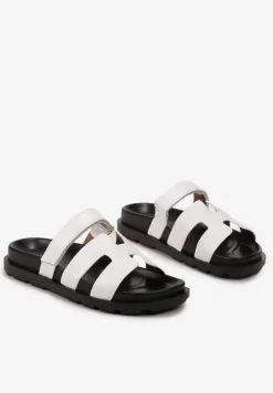 Białe Wsuwane Klapki z Zapieciem na Rzep Beriolla