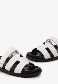 Białe Wsuwane Klapki z Zapieciem na Rzep Beriolla