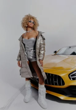 Białe Wsuwane Śniegowce na Platformie z Długą Cholewką Hearna