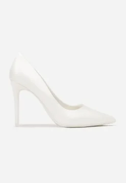 Białe Wysokie Szpilki z Gładkiej Imitacji Skóry Venitorre