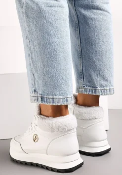 Białe Zimowe Sneakersy ze Sztucznym Futerkiem Turelia