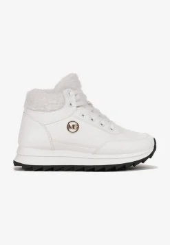 Białe Zimowe Sneakersy ze Sztucznym Futerkiem Turelia