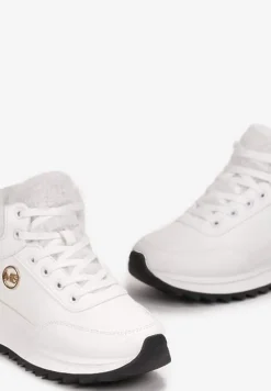 Białe Zimowe Sneakersy ze Sztucznym Futerkiem Turelia