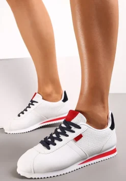 Biało Czerwone Sneakersy z Przeszyciami Phyrise