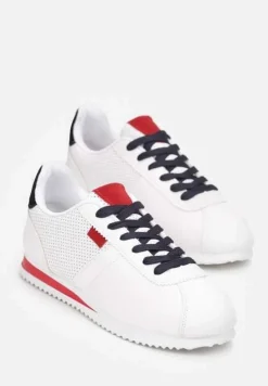 Biało Czerwone Sneakersy z Przeszyciami Phyrise
