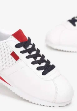 Biało Czerwone Sneakersy z Przeszyciami Phyrise
