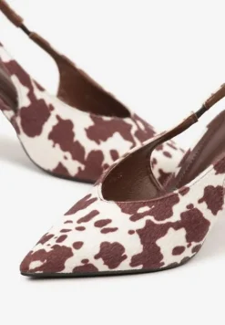 Biało-Brązowe Sandały Slingback Vices na Obcasie Typu Szpilka Tilionea