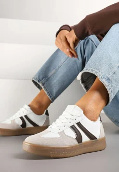 Biało-Brązowe Sneakersy Klasyczne Tenisówki Setinora