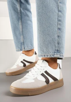 Biało-Brązowe Sneakersy Klasyczne Tenisówki Setinora