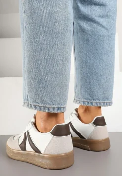 Biało-Brązowe Sneakersy Klasyczne Tenisówki Setinora
