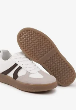 Biało-Brązowe Sneakersy Klasyczne Tenisówki Setinora