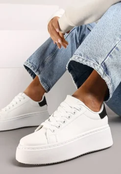 Biało-Czarne Basicowe Sneakersy na Platformie Tiaeliana