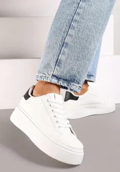 Biało-Czarne Basicowe Sneakersy na Platformie Tiaeliana