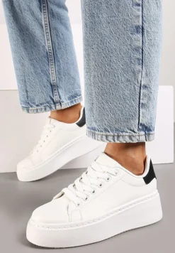 Biało-Czarne Basicowe Sneakersy na Platformie Tiaeliana