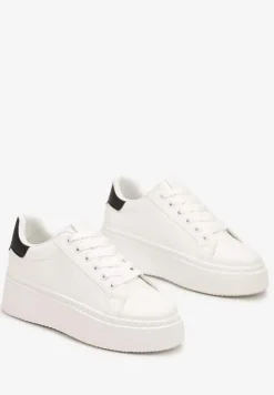 Biało-Czarne Basicowe Sneakersy na Platformie Tiaeliana