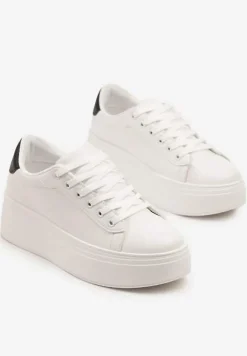 Biało-Czarne Basicowe Sneakersy na Platformie Milio