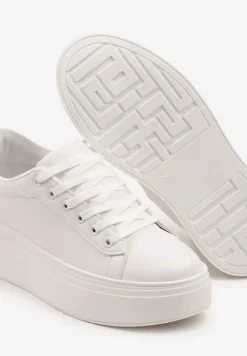 Biało-Czarne Basicowe Sneakersy na Platformie Milio