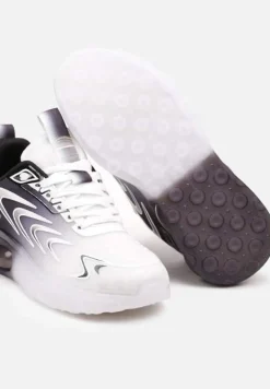 Biało-Czarne Buty Sportowe Sneakersy na Płaskiej Podeszwie ze Sznurowaniem Risannie