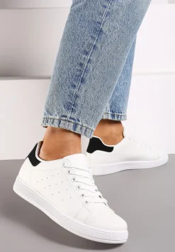 Biało-Czarne Casualowe Sneakersy na Płaskiej Podeszwie Aniefra