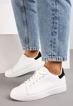 Biało-Czarne Casualowe Sneakersy na Płaskiej Podeszwie Aniefra