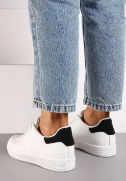 Biało-Czarne Casualowe Sneakersy na Płaskiej Podeszwie Aniefra