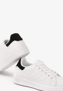 Biało-Czarne Casualowe Sneakersy na Płaskiej Podeszwie Aniefra