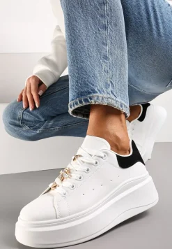 Biało-Czarne Sneakersy na Grubej Podeszwie Celessi