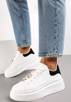 Biało-Czarne Sneakersy na Grubej Podeszwie Celessi