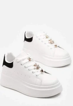 Biało-Czarne Sneakersy na Grubej Podeszwie Celessi