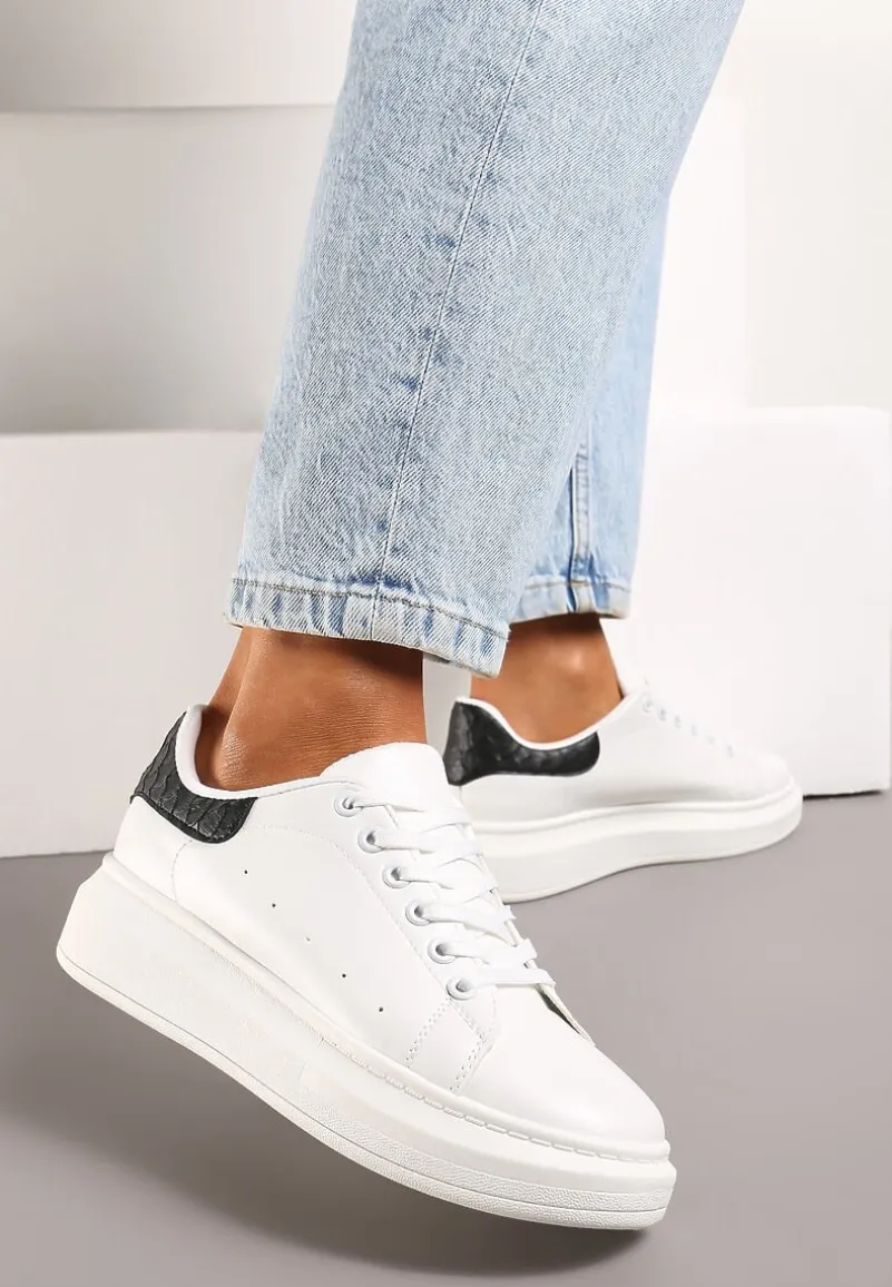 Biało-Czarne Sneakersy na Niskiej Platformie w Klasycznym Stylu Lucid Dream