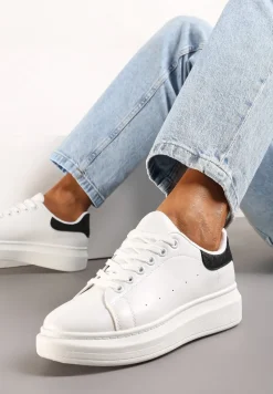 Biało-Czarne Sneakersy na Niskiej Platformie w Klasycznym Stylu Lucid Dream