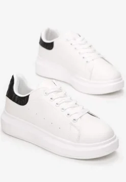 Biało-Czarne Sneakersy na Niskiej Platformie w Klasycznym Stylu Lucid Dream
