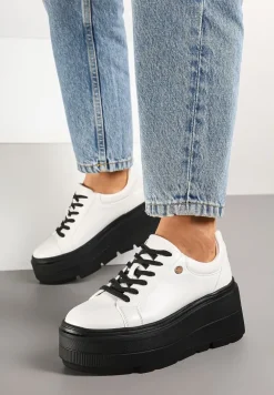 Biało-Czarne Sneakersy Vices na Grubej Podeszwie Tuliri