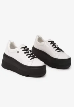 Biało-Czarne Sneakersy Vices na Grubej Podeszwie Tuliri