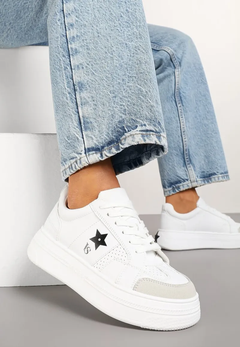 Biało-Czarne Sneakersy Vices na Platformie z Gwiazdką Fenarra