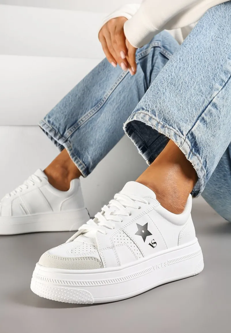 Biało-Czarne Sneakersy Vices na Platformie z Gwiazdką Fenarra