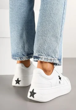 Biało-Czarne Sneakersy Vices na Platformie z Gwiazdką Fenarra