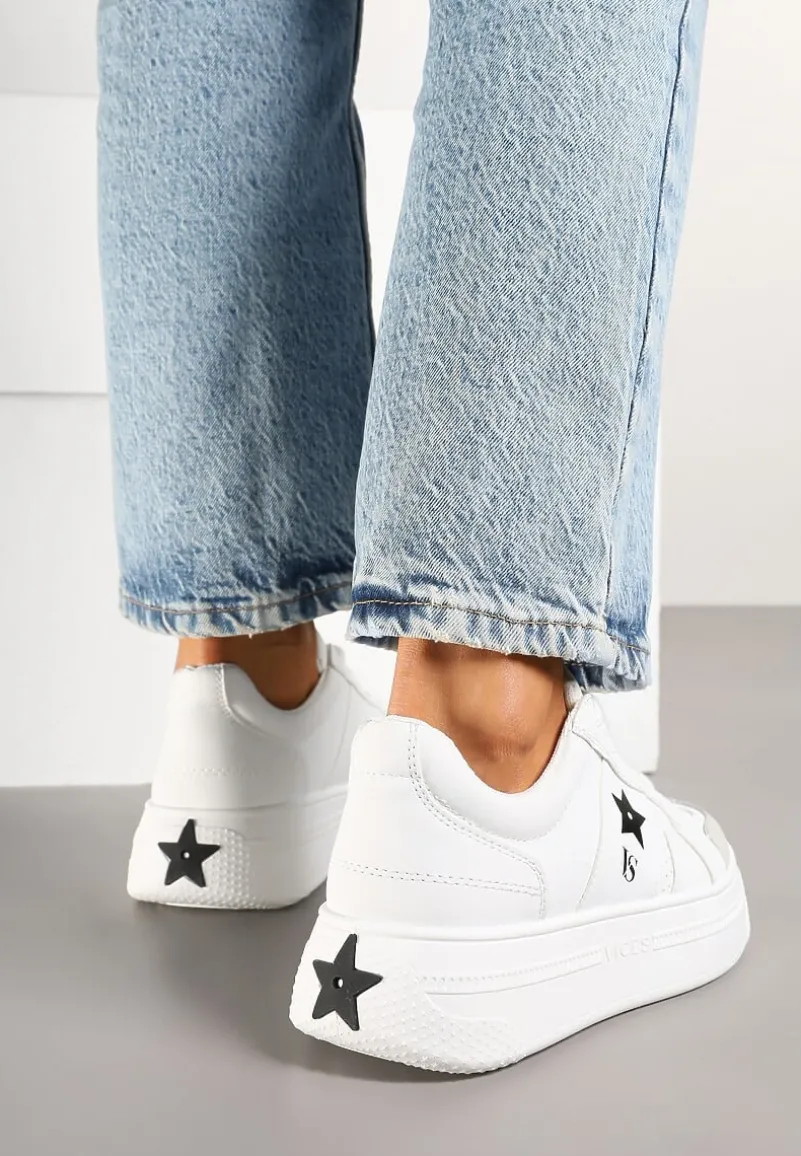 Biało-Czarne Sneakersy Vices na Platformie z Gwiazdką Fenarra