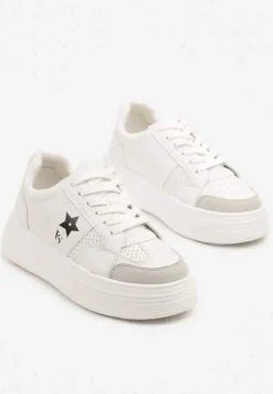 Biało-Czarne Sneakersy Vices na Platformie z Gwiazdką Fenarra