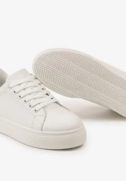 Biało-Czarne Sneakersy z Cholewką przed Kostkę na Platformie Longana