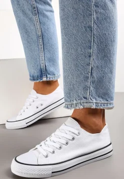 Biało-Czarne Sznurowane Trampki przed Kostkę Hanei