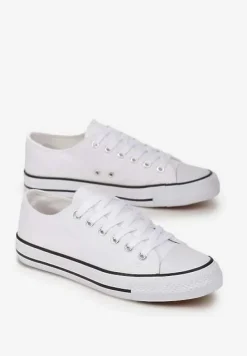 Biało-Czarne Sznurowane Trampki przed Kostkę Hanei