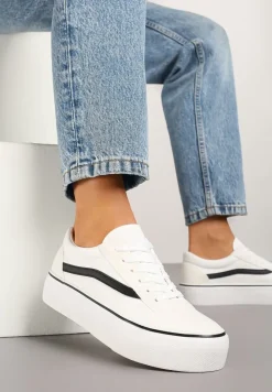 Biało-Czarne Tenisówki o Klasycznym Fasonie na Niskiej Platformie Mepaira