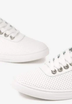 Biało-Czarne Tenisówki Ozdobione Cyrkoniami i Perforacją Liradena