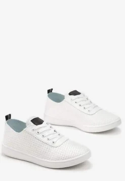 Biało-Czarne Tenisówki przed Kostkę z Perforacją Rineli