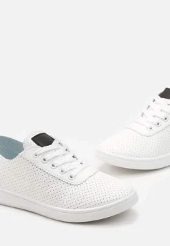 Biało-Czarne Tenisówki przed Kostkę z Perforacją Rineli